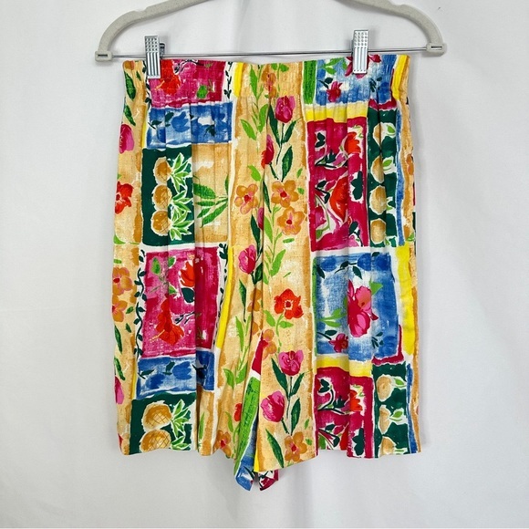 Vintage Hilo Hattie 2-Pc Top Blouse Short Womens Medium Vibrant Floral Hawaiian - Picture 2 of 16